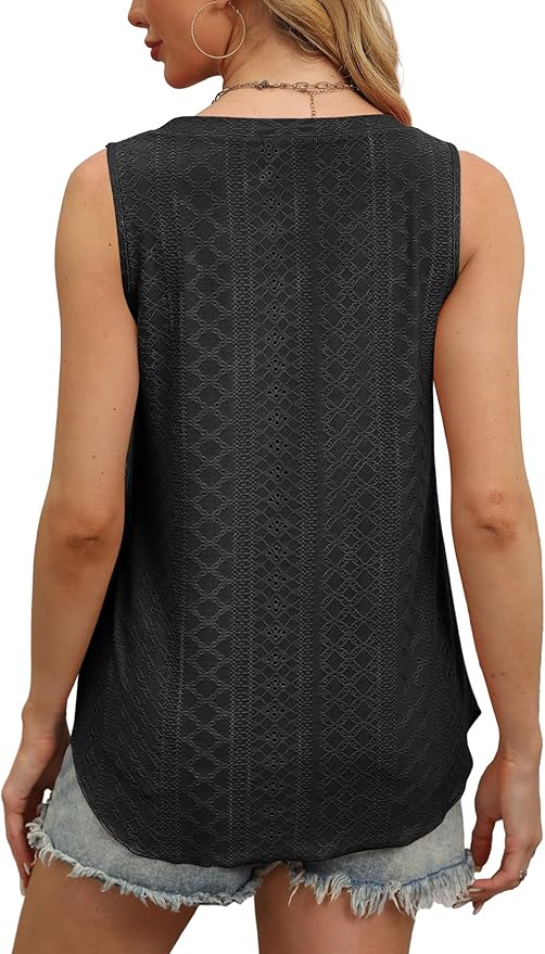OFEEFAN Womens Tank Tops V Neck Sleeveless Flowy Loose Fit Basic Casual Summer Tops