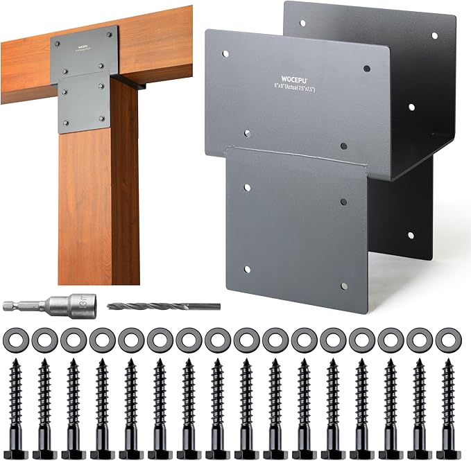 1 Pack Heavy Duty 8x8 (Actual 7.5"x7.5") Stainless Steel Post Caps Tie Bracket , Fit Connecting Wood Gazebo, Deck Patio Post and Wood Beams Bracket ( Dark Ggray)