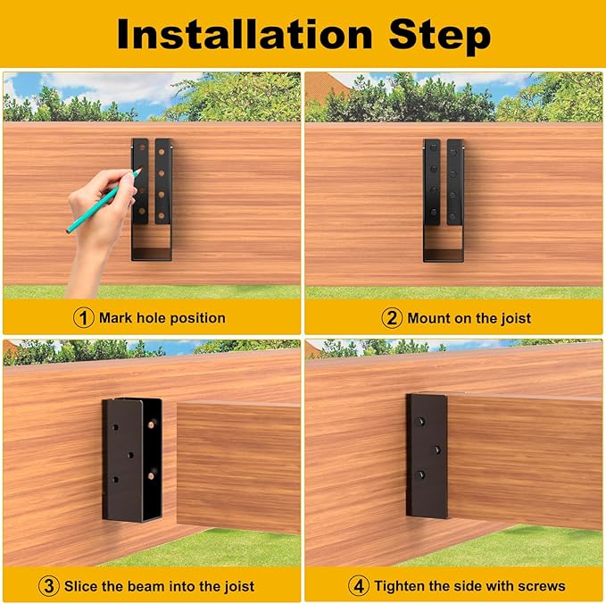 12-Pack 2"x6" Outdoor Concealed-Flange Joist Bracket with Screws - Q235B Steel Powder Coated Mount Light Joist Hangers for Beam, Swing, Handrail, Fence