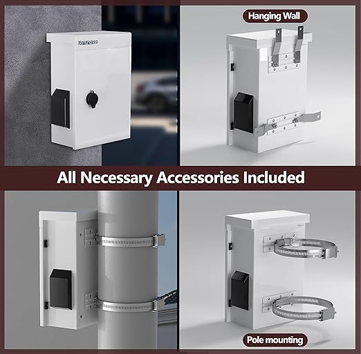 Outdoor Electrical Box with Thermostat and Fan, Cold-Rolled Steel Plate, Aluminum Alloy Back Beam, One-Piece Ventilation Design, IP65 Waterproof, Wall/Pole Mounted. (17.7" x 13.7" x 7.9")