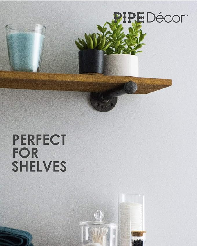 PIPE DECOR 1" x 10" Black Steel Plumbing Pipe, 6-Pack, Pre Cut Connector, Industrial Steel Grey Fits Standard One Inch Threaded Black Malleable Iron Fittings, Build Vintage DIY Furniture