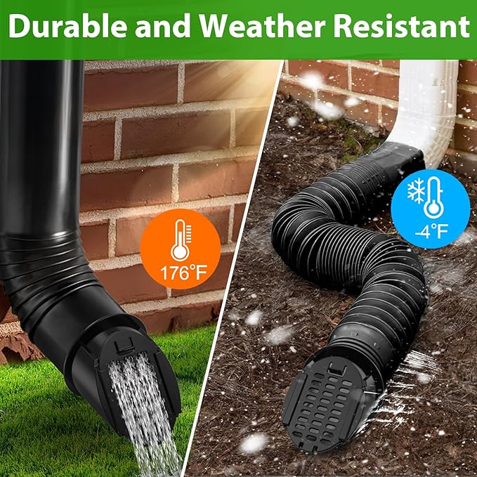 2 Pack 4" Gutter Downspout Extensions, Rain Diverter, Drainage Grate Yard Drain, Drain Emitter for Sump Pump Discharge & Downspout Extensions, Fit 4" SCH 40, 4" SDR 35, 4" & 3" Corrugated Pipe-Black