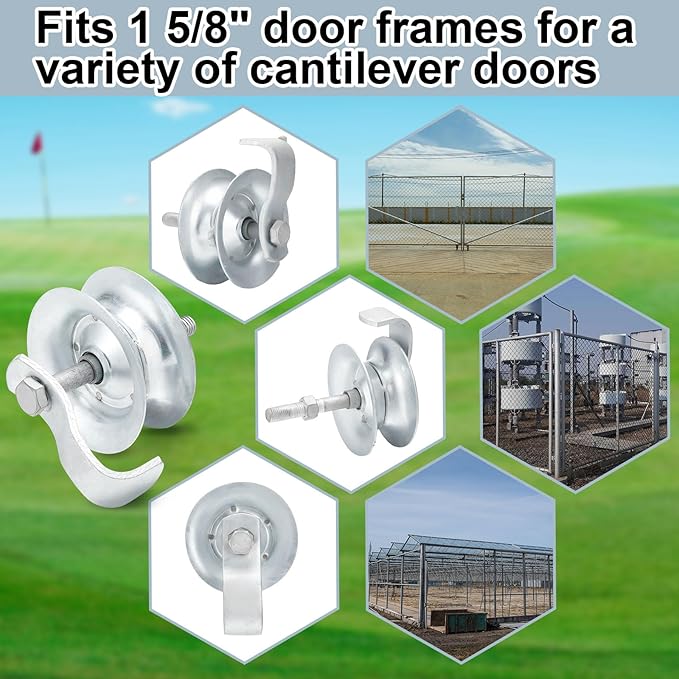 Pasimy 4 Pcs 5'' Sliding Gate Roller Galvanized Steel Pipe Track Roller Gate Hardware Kit for 1 5/8" Pipe Track Fence