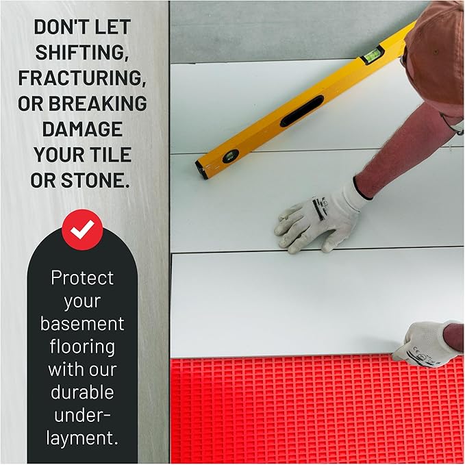 108 Sq Ft Uncoupling Membrane (3.3 ft x 32.8 ft) – Waterproof Crack-Isolation Underlayment for Showers, Bathrooms, Stone & Concrete Floors