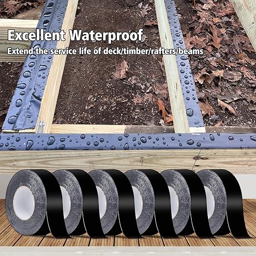 Joist Tape for Decking, Weather Resistant Deck Butyl Tape,1Rolls 2" X 50' Butyl Sealant Joist Flashing Tape for Wood Decks Beams Roo