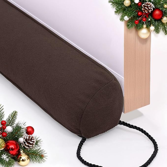 hyha 2 Packs 36 Inch Door Draft Stopper, Blocks Hot Cold Air with Removable Washable Cover, Gaps Up to 3 Inch, All-Season Noise and Wind Seal, Under Draft Stopper for Bottom of Door Window, Chocolate
