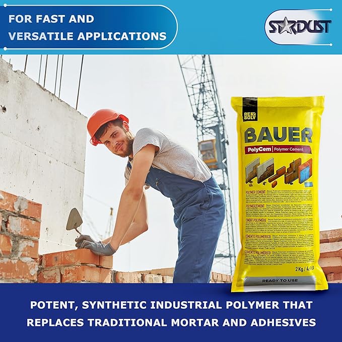 Bauer Instant Polymer Cement 4-Pack, Ready-to-Use Alternative to Mortar & Adhesives - Versatile for Concrete Crack Repair, Stone Tile Crack Repair & Brick Repair, Convenient, Durable & Easy to Store
