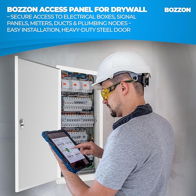 BOZZON Access Panel for Drywall 14 x 29 inch – Metal Door with Key Lock, 18 GA Steel Frame, Wall Hole Cover, Plumbing Access Door, White