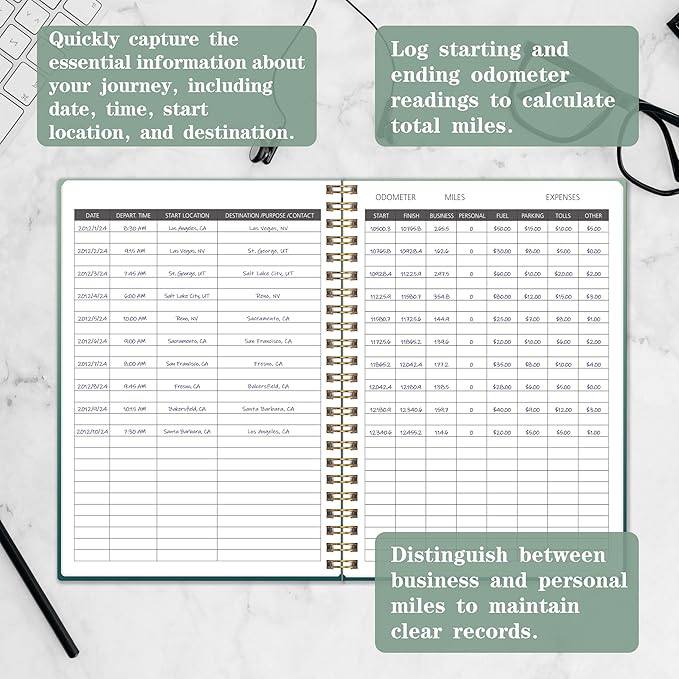 Auto Maintenance and Vehicle Maintenance Log Book, Car Maintenance & Expense Tracker Record Book Logbook, 5.9"x 8.6" - Green