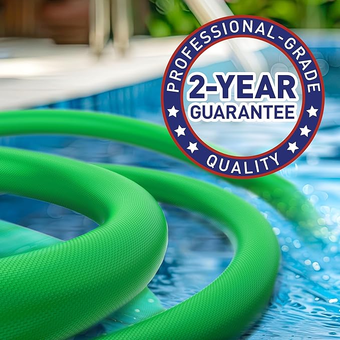 Pool Backwash Hose 1½" x 100', Heavy-Duty PE Backwash Hose for Pool Filter – Includes 2 Clamps, Weatherproof & Burst Resistant for Water Transfer, Sump Pump, Pool Drain, Sand Filter (Green)
