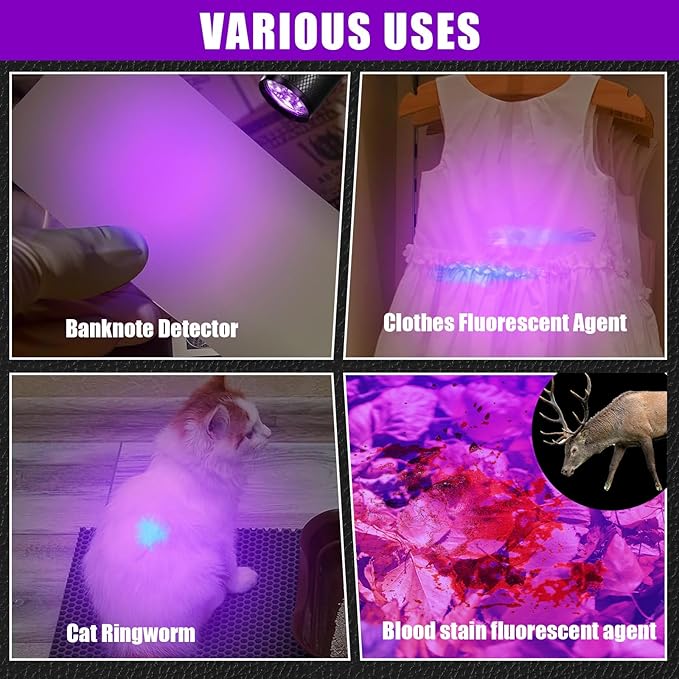 Air Conditioner Leak Detector Tool AC Leak Automotive Kit UV Light Oil Dye Detection with Protective Glasses for Dog/Cat Urine, Dry Stains, Bed Bug, Resin Curing(9 LED)