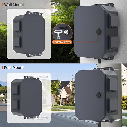 Joinfworld Outdoor Electrical Box, Metal Outdoor Enclosure Box Waterproof IP65 Junction Vented Enclosure Weatherproof with Cold-Rolled Steel Plate Fan Din Rail Cable Gland 15.7"x11.8"x7.9"