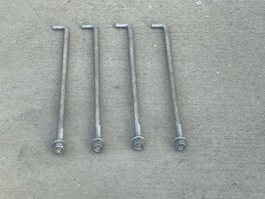 Sandbaggy 1/2" x 16" Threaded Concrete Anchor L-Bolts (Nuts & Washers Included) - Hot Dipped Galvanized - Sill Plate, Base Plate, Masonry, Wood, Cement Anchors, J Bolt (100, 1/2" x 16")