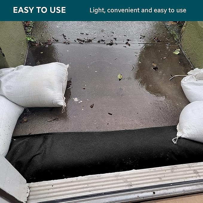 2Pcs 5FT Water Activated Flood Barriers for Garage and Home Doors, Sandless Sandbag for Rain Water Control, Easy to Use (5ft, 2Pack)