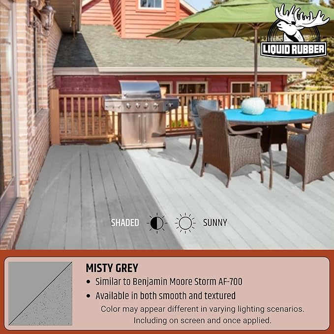 Liquid Rubber Cool Foot Deck Coating - Solar Protection Paint, Reduces Surface Temperatures by Up to 35%, Multi-Surface Cooling Decking Sealant, Waterproof, Durable Membrane, Misty Gray, 1 Gallon
