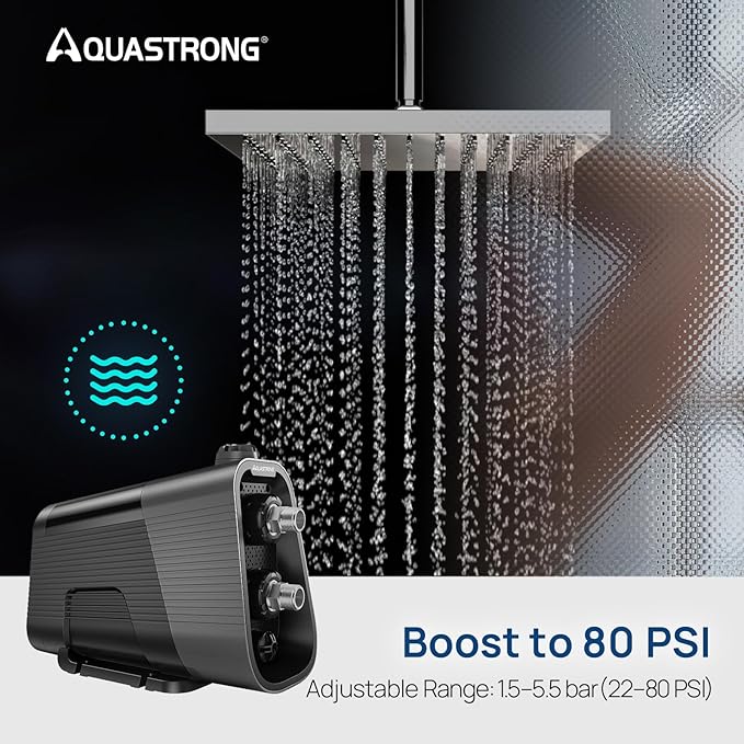 Aquastrong Smart 45 Whole House Water Pressure Booster Pump 80 PSI, 115V Automatic Variable Speed, Constant Pressure, Integrated Design, Self-Priming, for Home, Apartment, Shower, Garden, Shallow Well