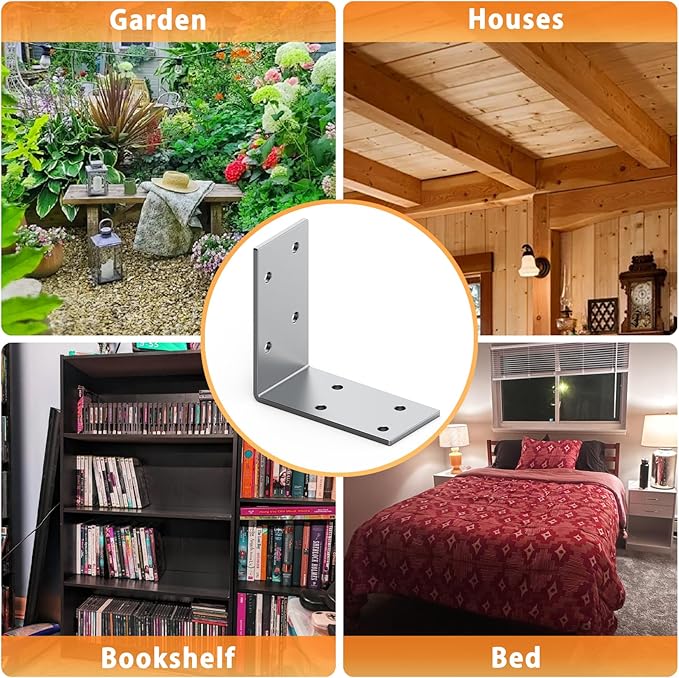 25 Pcs L Brackets Heavy Duty 12-ga Angle Fastener 3"x3" Angle Iron Galvanized L Shape Corner Brace Large Corner Bracket for Wood 90 Degree Corner Screw Bracket for Furniture,Bed,Timber,Shelf Brackets