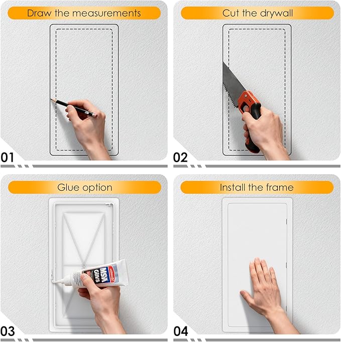 Suteck Plumbing Access Panel for Drywall Ceiling 14 x 29 Inch Reinforced Plastic Wall Access Doors Removable Hinged White
