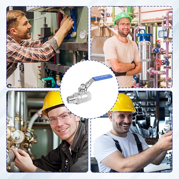 YADIAN 4 Pack Full Port 3/4'' Ball Valve NPT Male x Female Heavy Duty 304 Stainless Steel with Blue Vinyl Insulation Handle and Locking Device for Water, Oil, and Gas, 1000WOG (3/4'' NPT, Pack of 4)