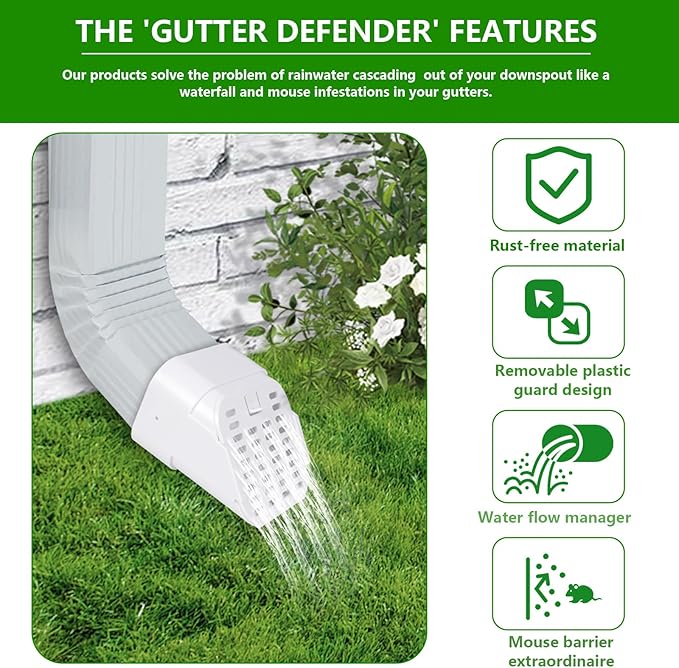 2"x3" Type-A Gutter Downspout Connector, Outlet Filter and Leaf Guard for Bottom of Downspouts