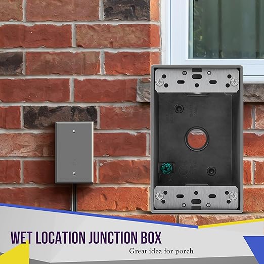 ENERLITES Weatherproof Outlet Box with Three 1/2-in Threaded Outlets, Outdoor Electrical Box, 3 Holes 0.50” Each, 1-Gang, 4.57” Height x 2.83” Length x 2.05” Depth, EN1350
