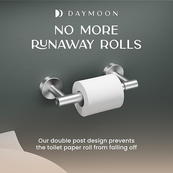 Day Moon™ Brushed Nickel Toilet Paper Holder - Wall Mount Modern Roll Holder for Bathroom