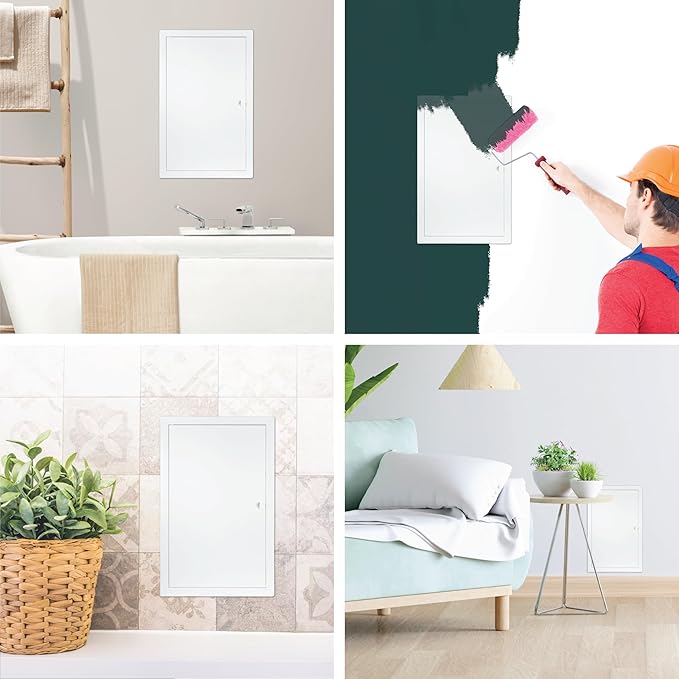 12" x 20" White Metal Access Panel. Service Shaft Door Panel. Plumbing, Electricity, Heating, Alarm Wall Access Panel for Drywall. Bathroom Services Access Hole Cover.