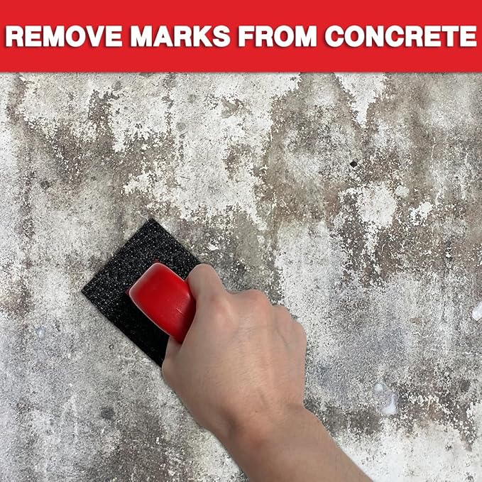 Rub Brick Tool, 20 Grit Masonry Rubbing Brick, Concrete Tools, Removing Smoothing Cleaning Marks Fluted Tool with Handle