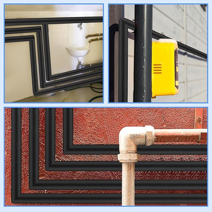 6 Pcs Pipe Insulation Foam Tube Black Pipe Wrap Freeze Protection Heat Preservation Pipe Covers for Tubing Outdoor Water Pipe Freeze Protection (1.3FTx1.06in)