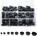 200Pcs 8 Sizes Nylon Plastic Hole Plugs 1/4" 5/16" 3/8" 1/2" 5/8" 3/4" 7/8" 1", Hole Plugs for Round Holes, Screw Hole Covers, Base Plugs, Furniture & Cabinet Hole Cap - Black