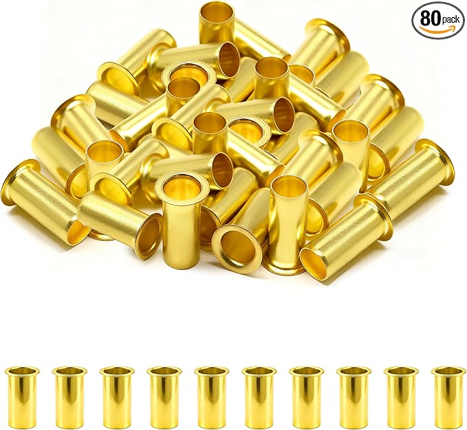 Siptenk 80PCS Brass Compression Tube Inserts for OD 5/16", Insert Tube Support Compression Sleeve Fitting, Sleeve Ferrules for Oil Water Air Pipe