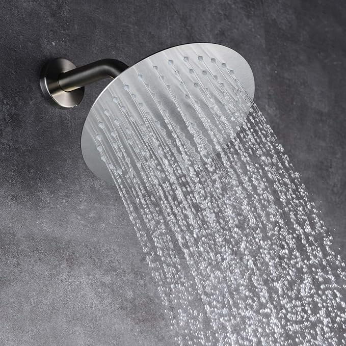 Brushed Nickel Shower System with Waterfall Tub Spout, 8 Inches Rain Shower and Handheld