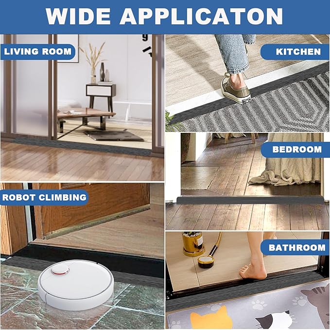 Vinyl Door Threshold Flooring Transition Strip Self Adhesive Carpet Edging Strip for Laminate Doorway Edge Threshold from 1/5" to 2/5" (Dark Gray Wood Grain, 3.3 Ft)