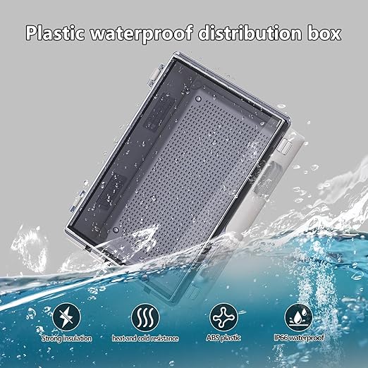 ABS Electrical Junction Box, Ventilated Design, Cable Grommets, IP65 Waterproof Enclosure, Indoor/Outdoor Use with Mounting Panel. (Clear Cover, 15.7"x11.8"x7.1")