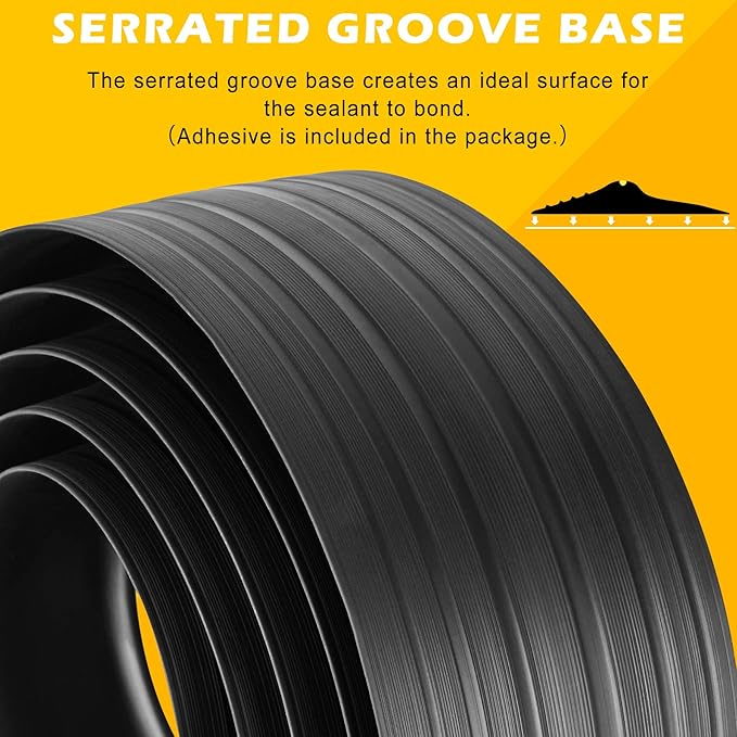 16.5Ft Universal Garage Door Bottom Threshold Seal Strip with 20oz Glue Gel, Weatherproof Rubber DIY Weather Stripping Replacement - Black