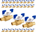 30PCS Foskan 3/4" PEX Crimp Ball Valve, Brass Full Port Shut-off Valve with Blue Butterfly Handle for Portable Water Poject