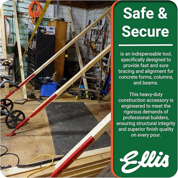 Ellis Manufacturing Company Concrete Wall & Column Brace with Bent Plate - Concrete Form Support - Adjustable Turnbuckle Tensioner for Wall Bracing, Beam Alignment, & Concrete Forms