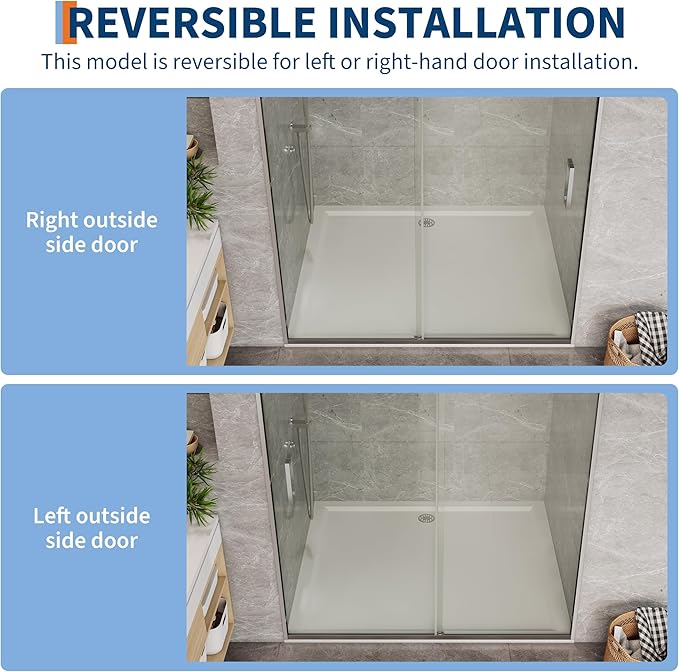 Bypass Sliding Shower Door - Double 6mm Tempered Glass with Easy-Clean Finish, Space Saving Aluminum Alloy Frame, 44 to 48 Inch Adjustable Width x 72 Inch Height, Brushed Nickel Enclosure