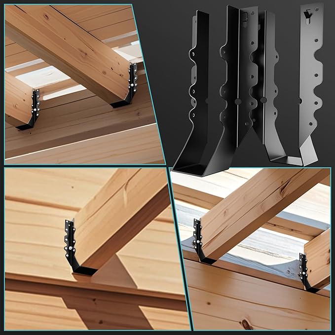 20 Pcs Black Joist Hangers 2X10, Rafter Brackets , Hurricane Straps for 2x10 Face Mount Joist Hangers 2X10 for Shed/Barn/Coop/Porch/Truss, Structurally Sound and Aesthetically Pleasing