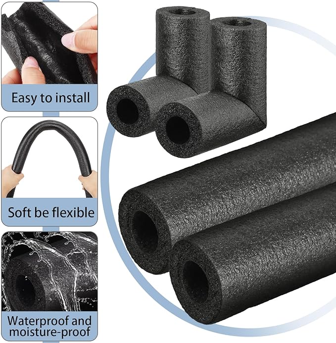 4 Pack Elbow Pipe Insulation Foam Tube Outdoor Wrap Black Pipe Covers Elbow Insulation Tubing Water Foam Covers for Outdoor Winter Irrigation, Sprinkler (1.5 Inch)