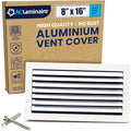 8x16 Inch (Duct Opening) Aluminum 1-Way Air Flow Vent – HVAC Vent Cover for Wall or Ceiling – Quiet HVAC Wall Register with Multi-Shutter Damper – Adjustable Curved Blade - Plastic Seal for Tight Fit