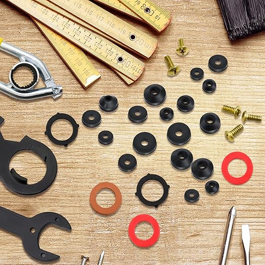 32 Size 258 Pcs Faucet and Plumbing Rubber Washers Assortment Kit for Assorted Garden Hose Valve Spigot Adapter Splitter Outdoor Faucet Bibb Shower Hose Gasket Repair