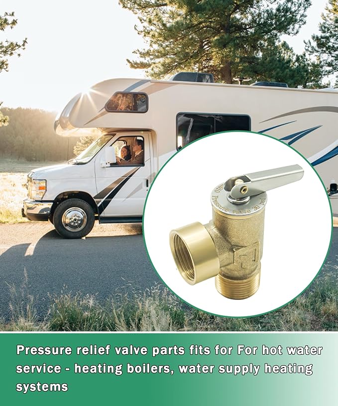 Temperature and Pressure Relief Valve with Extended Probe Fits For Suburban 3/4" NPT Thread RV Water Heaters Parts (30 PSI)