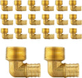 (Pack of 20) EFIELD Pex 3/4 inch x1/2 inch Male NPT Threaded Elbow Barb Crimp Brass Fittings, ASTM F1807,(PEX1807101-20PCS)