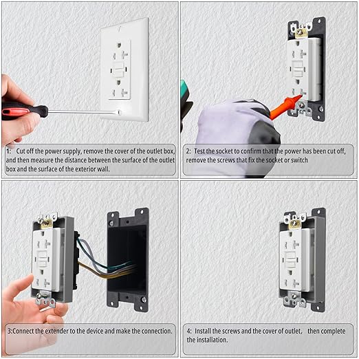 Receptacle Outlet Box Extender for Electric Outlet Switches and Electrical Outlet Box,1/2 Inch Blue Single Gang Box Extender,Pack of 4,Includes Installation Screws