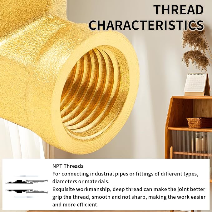 ChillWaves Brass Pipe Fitting, 90 Degree Barstock Street Elbow 3/8" NPT Female x 3/8" NPT Female Thread Adapter(2-PACK)
