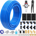 Shop Air Line Kit,Blue 1/2 Inch 100ft PU Air Tubing Kit, Hose Air Line TubingOr Fluid Transfer Pneumatic tubing with Push to Connect Fittings