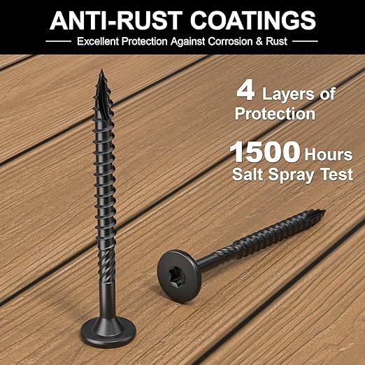 #14 Heavy-Duty Wood Screws, Star Drive Deck Screws, Rust Resistant Timber Screws for Timber/Log/Landscaping Wood (8 Inch,500Pcs,Black)