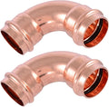SharkBite 1-1/4 x 1-1/4 Inch 90 Degree Elbow, Copper Press Plumbing Fitting, Pack of 2, UPR0235X2