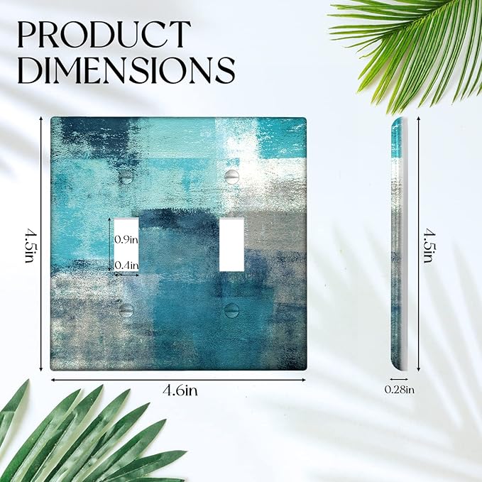 Turquoise Grey 2 Gang Wall Switch Plate Teal Decortive Light Switch Cover Wall Plate Cover for Bedroom Kitchen Home Decor